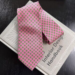 NOLA Couture Silk Tie Pink Green Fleur de Lis New Orleans Preppy Mardi Gras